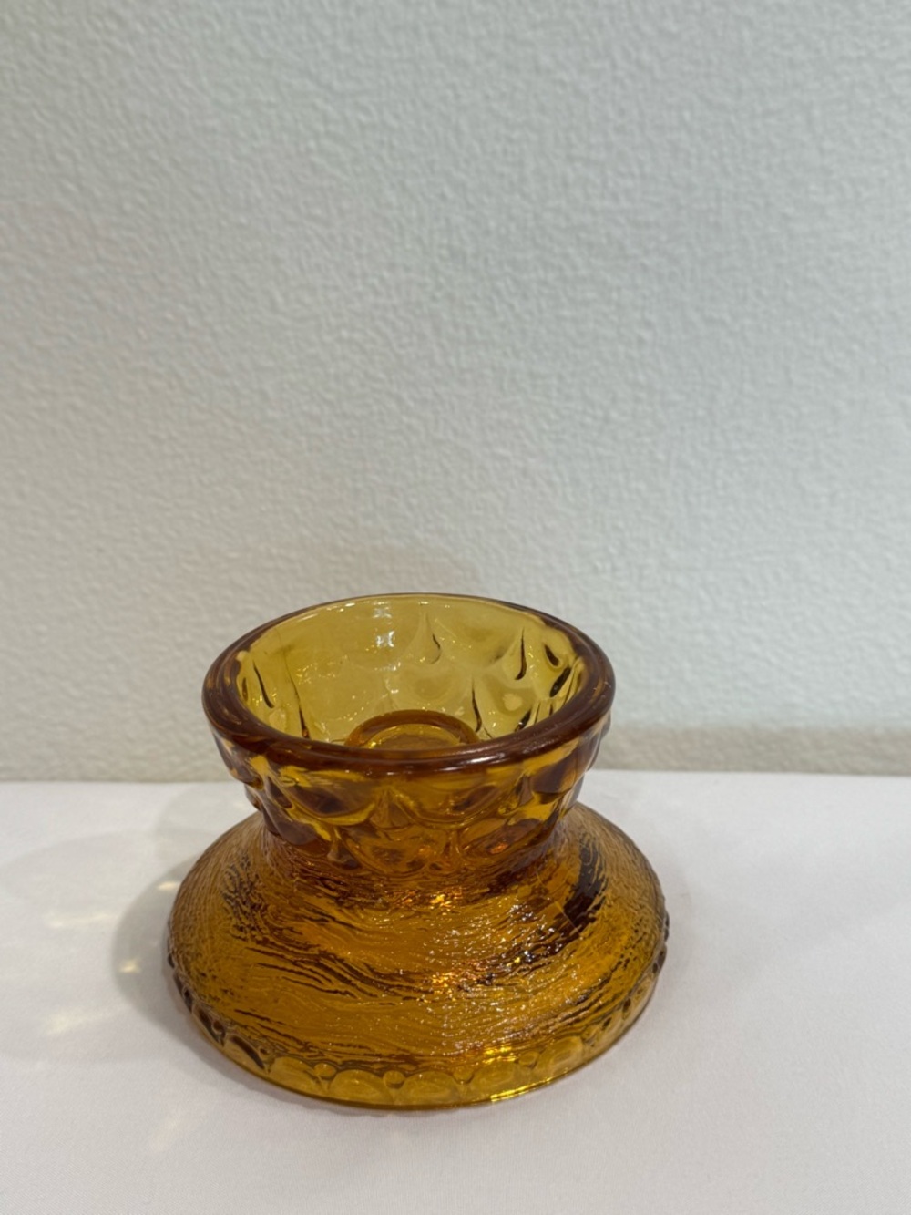 Amber Textured Glass Candle Holder
